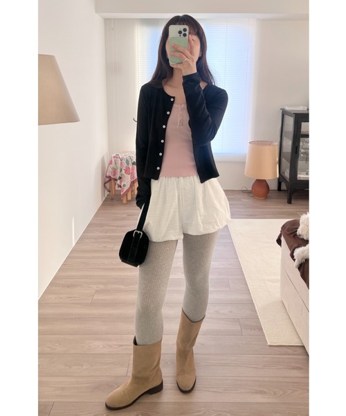 GIUNON（ジウノン）の「eyelet scallop soft cardigan / アイレットスカラップソフトカーディガン（カーディガン/ボレロ・レディース・ネイビー/ブラック/グレー/ホワイト・FREE）」の19枚目の写真