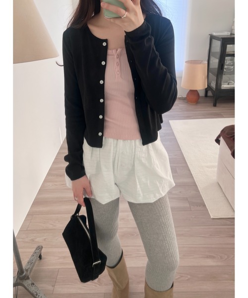 GIUNON（ジウノン）の「eyelet scallop soft cardigan / アイレットスカラップソフトカーディガン（カーディガン/ボレロ・レディース・ネイビー/ブラック/グレー/ホワイト・FREE）」の21枚目の写真