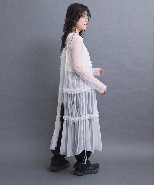 I am I in fact...（アイアムアイインファクト）の「TULLE frill onepiece（ワンピース・レディース・グレー/レッド/ホワイト/ブラック・FREE）」の5枚目の写真