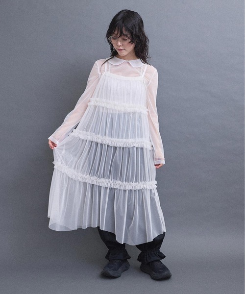 I am I in fact...（アイアムアイインファクト）の「TULLE frill onepiece（ワンピース・レディース・グレー/レッド/ホワイト/ブラック・FREE）」の6枚目の写真