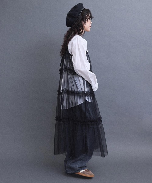 I am I in fact...（アイアムアイインファクト）の「TULLE frill onepiece（ワンピース・レディース・グレー/レッド/ホワイト/ブラック・FREE）」の10枚目の写真
