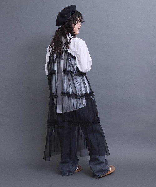 I am I in fact...（アイアムアイインファクト）の「TULLE frill onepiece（ワンピース・レディース・グレー/レッド/ホワイト/ブラック・FREE）」の14枚目の写真