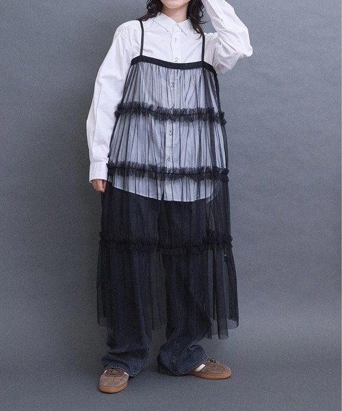 I am I in fact...（アイアムアイインファクト）の「TULLE frill onepiece（ワンピース・レディース・グレー/レッド/ホワイト/ブラック・FREE）」の15枚目の写真