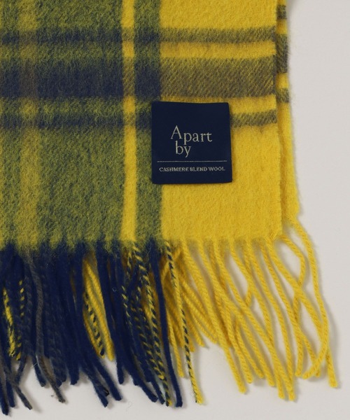 A part by(アパートバイ)の「カシミヤコンチェックストール(ストール/ショール・レディース・グレー/ブルー/イエロー・FREE)」の6枚目の写真