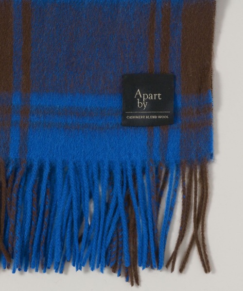 A part by(アパートバイ)の「カシミヤコンチェックストール(ストール/ショール・レディース・グレー/ブルー/イエロー・FREE)」の8枚目の写真