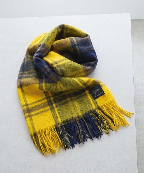 A part by(アパートバイ)の「カシミヤコンチェックストール(ストール/ショール・レディース・グレー/ブルー/イエロー・FREE)」の15枚目の写真