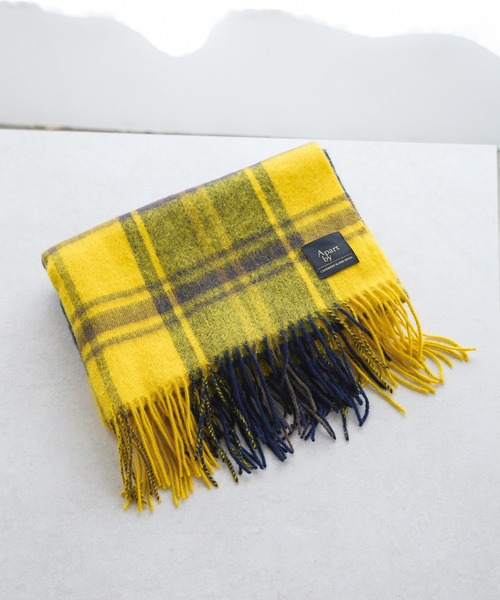 A part by(アパートバイ)の「カシミヤコンチェックストール(ストール/ショール・レディース・グレー/ブルー/イエロー・FREE)」の14枚目の写真