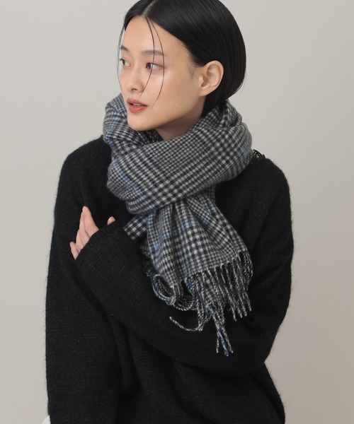 A part by(アパートバイ)の「カシミヤコンチェックストール(ストール/ショール・レディース・グレー/ブルー/イエロー・FREE)」の16枚目の写真