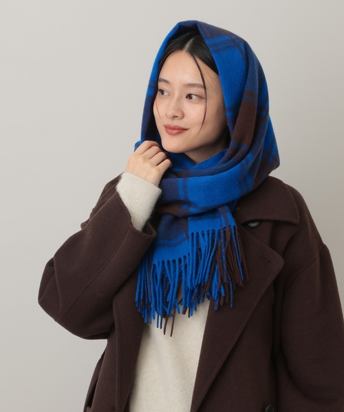 A part by(アパートバイ)の「カシミヤコンチェックストール(ストール/ショール・レディース・グレー/ブルー/イエロー・FREE)」の20枚目の写真