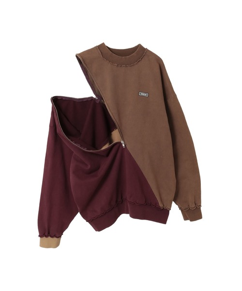 CONVERSE TOKYO(コンバーストウキョウ)の「【HL】BI-COLOR ZIP DESIGN SWEAT(スウェット・レディース・グレー/ネイビー/ブラウン・FREE)」の6枚目の写真