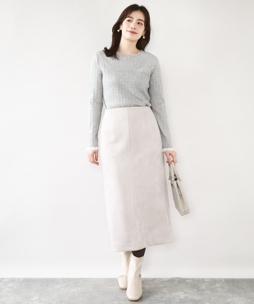 OFUON le MK（オフオンルエムケー）の「【2025AW】ミニケーブル柄ニット/洗える/WEB限定サイズあり（ニット/セーター・レディース・ブルー/ライトグレー/ネイビー・36/38）」の6枚目の写真