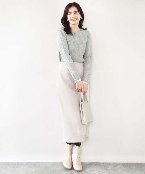 OFUON le MK（オフオンルエムケー）の「【2025AW】ミニケーブル柄ニット/洗える/WEB限定サイズあり（ニット/セーター・レディース・ブルー/ライトグレー/ネイビー・36/38）」の7枚目の写真