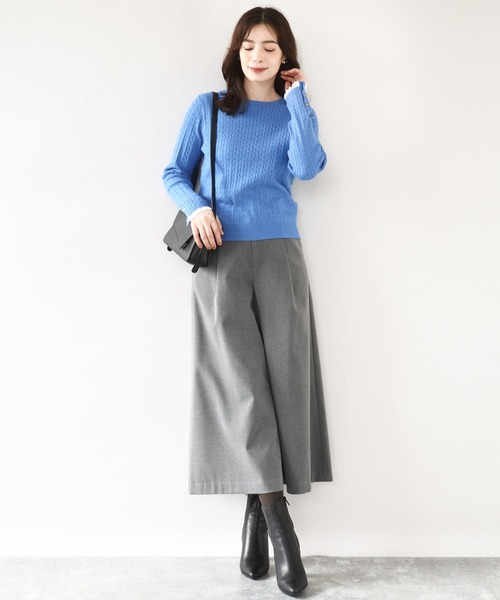 OFUON le MK（オフオンルエムケー）の「【2025AW】ミニケーブル柄ニット/洗える/WEB限定サイズあり（ニット/セーター・レディース・ブルー/ライトグレー/ネイビー・36/38）」の12枚目の写真