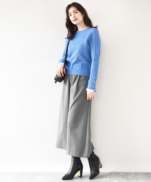 OFUON le MK（オフオンルエムケー）の「【2025AW】ミニケーブル柄ニット/洗える/WEB限定サイズあり（ニット/セーター・レディース・ブルー/ライトグレー/ネイビー・36/38）」の13枚目の写真