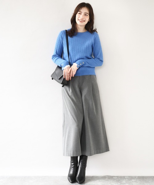 OFUON le MK（オフオンルエムケー）の「【2025AW】ミニケーブル柄ニット/洗える/WEB限定サイズあり（ニット/セーター・レディース・ブルー/ライトグレー/ネイビー・36/38）」の14枚目の写真