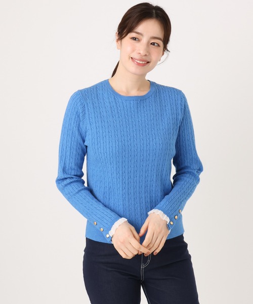 OFUON le MK（オフオンルエムケー）の「【2025AW】ミニケーブル柄ニット/洗える/WEB限定サイズあり（ニット/セーター・レディース・ブルー/ライトグレー/ネイビー・36/38）」の15枚目の写真