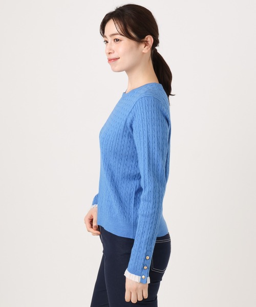 OFUON le MK（オフオンルエムケー）の「【2025AW】ミニケーブル柄ニット/洗える/WEB限定サイズあり（ニット/セーター・レディース・ブルー/ライトグレー/ネイビー・36/38）」の16枚目の写真
