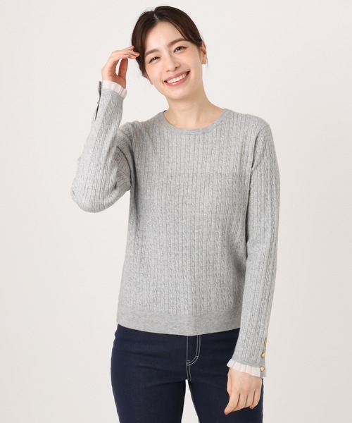 OFUON le MK（オフオンルエムケー）の「【2025AW】ミニケーブル柄ニット/洗える/WEB限定サイズあり（ニット/セーター・レディース・ブルー/ライトグレー/ネイビー・36/38）」の22枚目の写真