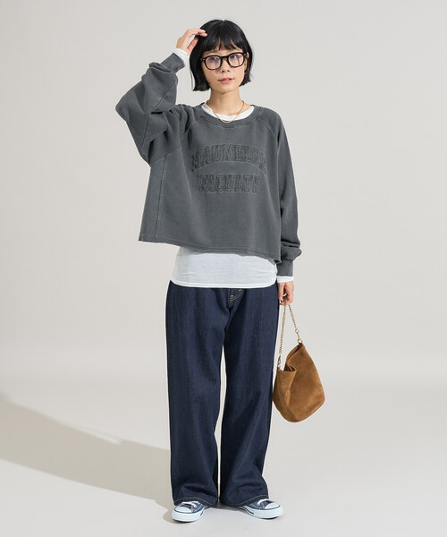 PERVERZE グレー クロップドスウェット セール】ピグメント ロゴクロップドスウェット（スウェット）｜FREAK'S