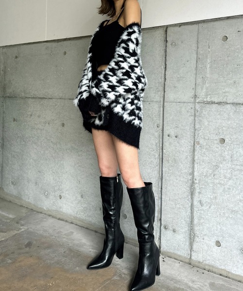 EGOIST（エゴイスト）の「千鳥柄シャギーニットカーディガン（カーディガン/ボレロ・レディース・ベージュ/ブラック・FREE）」の22枚目の写真