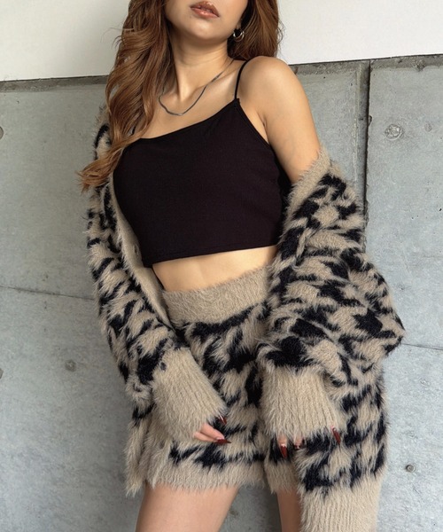 EGOIST（エゴイスト）の「千鳥柄シャギーニットカーディガン（カーディガン/ボレロ・レディース・ベージュ/ブラック・FREE）」の16枚目の写真