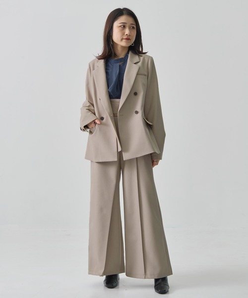 UNITED TOKYO(ユナイテッドトウキョウ)の「HAKAMAアシメジャケット|セットアップ/オフィスカジュアル/オケージョン/秋服/長袖/ウォッシャブル(テーラードジャケット・レディース・ブラック/ベージュ・1/2)」の16枚目の写真