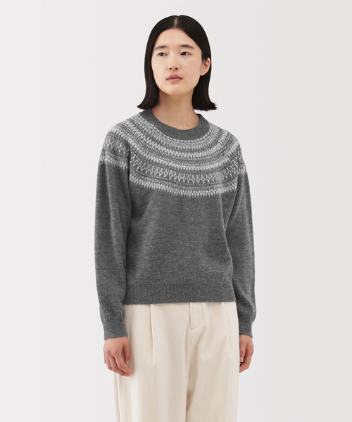無印良品（ムジルシリョウヒン）の「婦人　アンデスウールを使ったジャカード編みセーター（ニット/セーター・レディース・グレー系/グレー系1/ベージュ系・S/M/L/XL）」の2枚目の写真