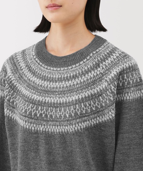無印良品（ムジルシリョウヒン）の「婦人　アンデスウールを使ったジャカード編みセーター（ニット/セーター・レディース・グレー系/グレー系1/ベージュ系・S/M/L/XL）」の12枚目の写真