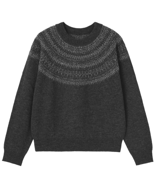 無印良品（ムジルシリョウヒン）の「婦人　アンデスウールを使ったジャカード編みセーター（ニット/セーター・レディース・グレー系/グレー系1/ベージュ系・S/M/L/XL）」の4枚目の写真