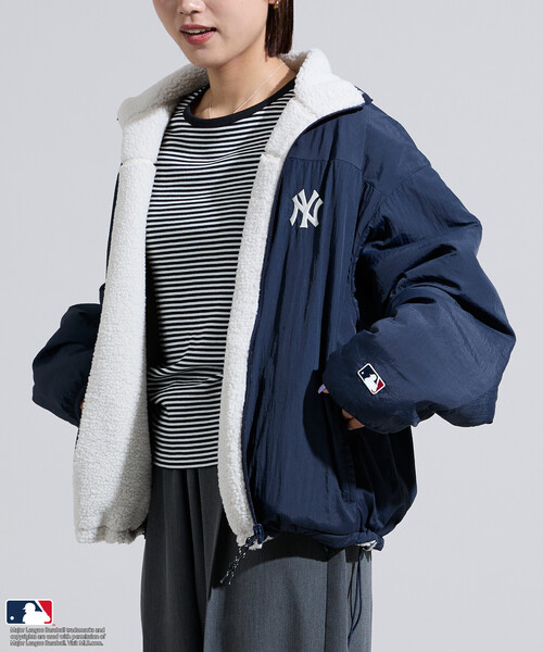 FREAK'S STORE（フリークスストア）の「MLB/エムエルビー MLB リバーシブルボアブルゾン/ボアフリース 限定展開（ブルゾン・レディース・ブラック/ブラウン/ネイビー・FREE）」の7枚目の写真