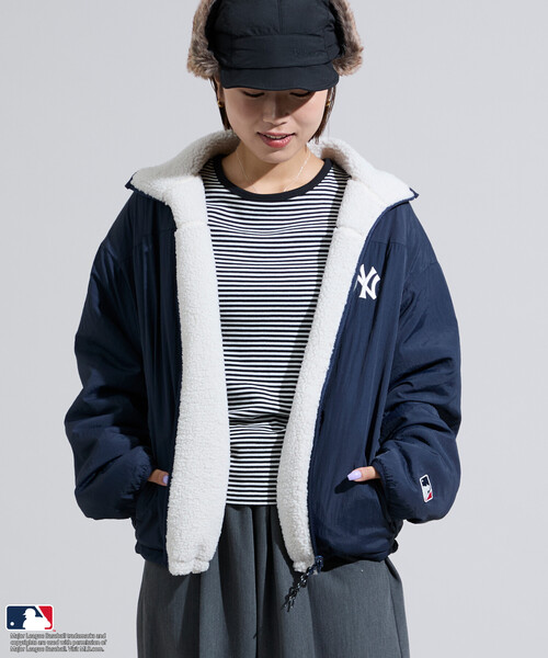 FREAK'S STORE（フリークスストア）の「MLB/エムエルビー MLB リバーシブルボアブルゾン/ボアフリース 限定展開（ブルゾン・レディース・ブラック/ブラウン/ネイビー・FREE）」の8枚目の写真