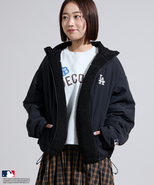 セール】MLB/エムエルビー MLB リバーシブルボアブルゾン/ボアフリース