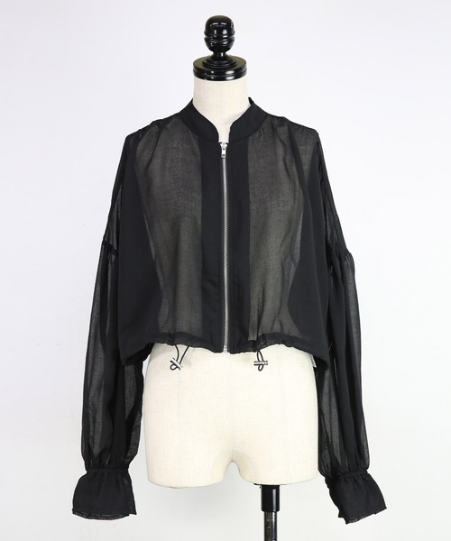 and it_（アンドイット）の「キャンディスリーブシアーブルゾン（ブルゾン・レディース・グレイッシュベージュ/ブラック・FREE）」の20枚目の写真