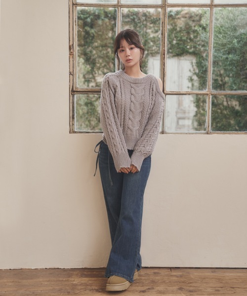 M DOLLY(エムドリー)の「open shoulder viola knit tops/オープンショルダーヴィオラニットトップス(ニット/セーター・レディース・グレー/ブラック/アイボリー・FREE)」の16枚目の写真