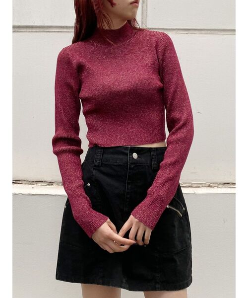 MURUA(ムルーア)の「バイカラーラメクロップドニット(ニット/セーター・レディース・ブラック/ブルー/ボルドー/アイボリー・FREE)」の19枚目の写真