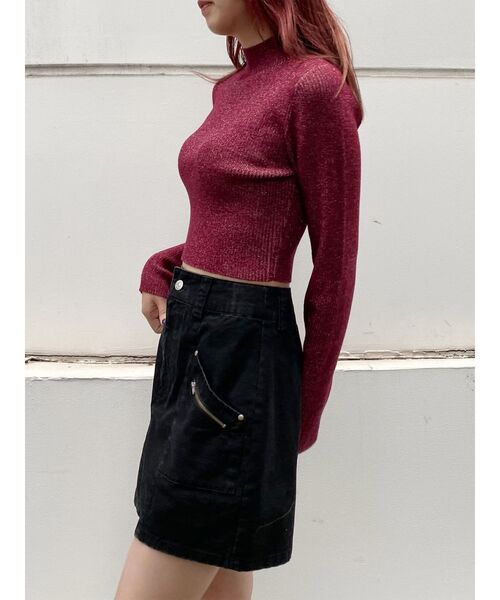 MURUA(ムルーア)の「バイカラーラメクロップドニット(ニット/セーター・レディース・ブラック/ブルー/ボルドー/アイボリー・FREE)」の20枚目の写真