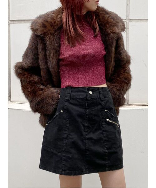 MURUA(ムルーア)の「バイカラーラメクロップドニット(ニット/セーター・レディース・ブラック/ブルー/ボルドー/アイボリー・FREE)」の22枚目の写真