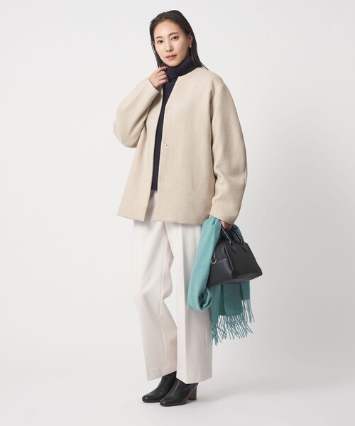 A DAY IN THE LIFE UNITED ARROWS(アデイインザライフユナイテッドアローズ)の「キーネック ショートコート <A DAY IN THE LIFE>(ノーカラーコート・レディース・ロイヤルブルー/オフホワイト/ブラック・FREE)」の6枚目の写真