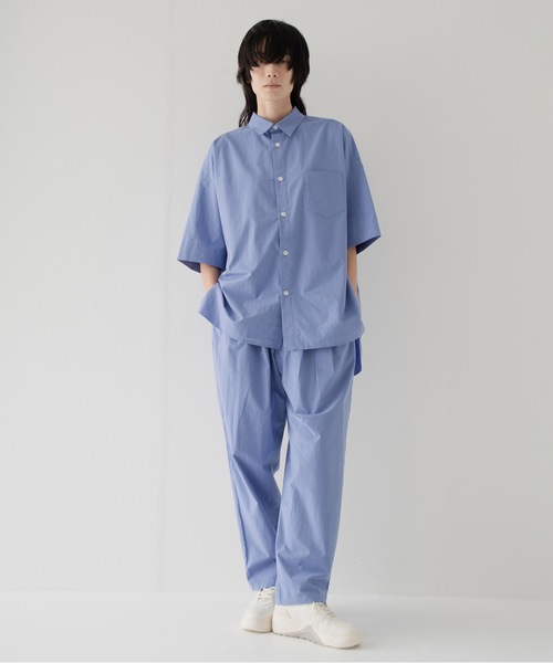 RYU（リュー）の「Omi-zarashi half-sleeve over shirt（シャツ/ブラウス・メンズ・サックスブルー/スミクロ・2/4）」の3枚目の写真