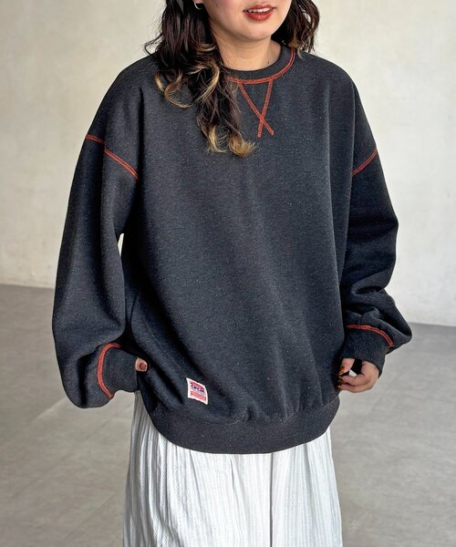 CPCM（シーピーシーエム）の「カラーネップ裏起毛スウェット（スウェット・レディース・チャコールグレー/アイボリー/ブラウン・FREE）」の2枚目の写真