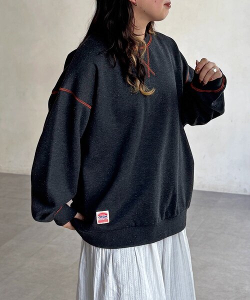 CPCM（シーピーシーエム）の「カラーネップ裏起毛スウェット（スウェット・レディース・チャコールグレー/アイボリー/ブラウン・FREE）」の18枚目の写真