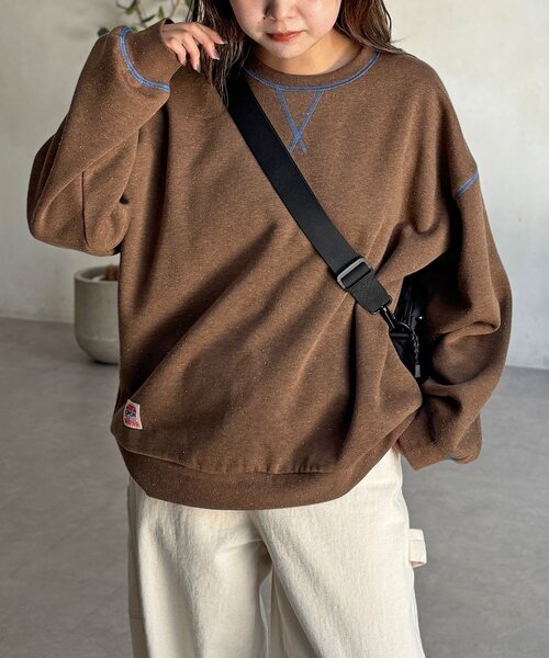 CPCM（シーピーシーエム）の「カラーネップ裏起毛スウェット（スウェット・レディース・チャコールグレー/アイボリー/ブラウン・FREE）」の8枚目の写真