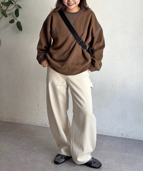 CPCM（シーピーシーエム）の「カラーネップ裏起毛スウェット（スウェット・レディース・チャコールグレー/アイボリー/ブラウン・FREE）」の9枚目の写真