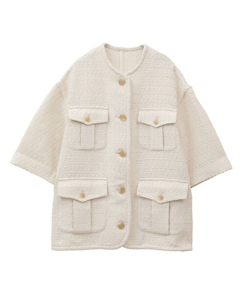 CLANE/クラネ】HALF SLEEVE TWEED JACKET/ハーフスリーブツイード