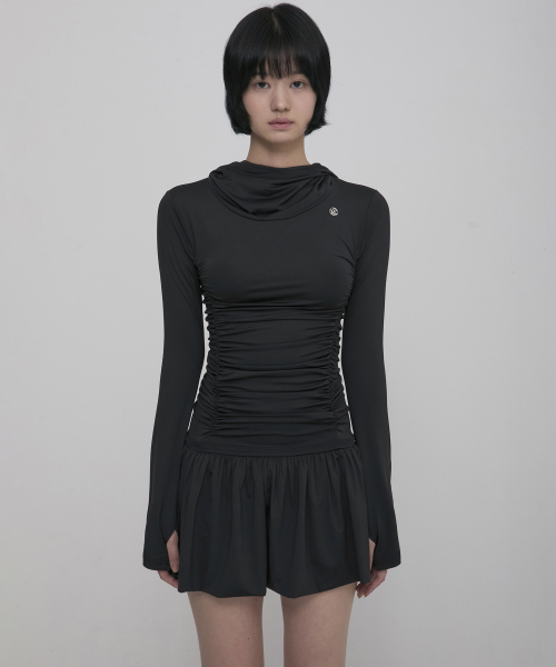 FLAREUP(フレアアップ)の「Hooded High Neck Long Dress (FL-185_Black)(ワンピース・レディース・ブラック・OS)」の2枚目の写真