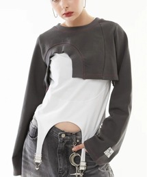 casane（カサネ）の「CASANE（カサネ）Asymmetric hem short tops（Tシャツ/カットソー）」