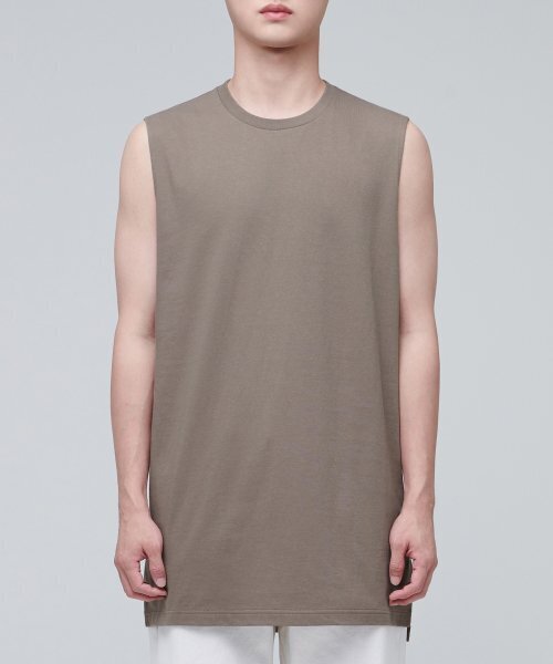 MUSINSA STANDARD（ムシンサスタンダード）の「レイヤードスリーブレストップ_ロング丈 [ココア]（Tシャツ/カットソー・メンズ・その他・SMALL）」の2枚目の写真