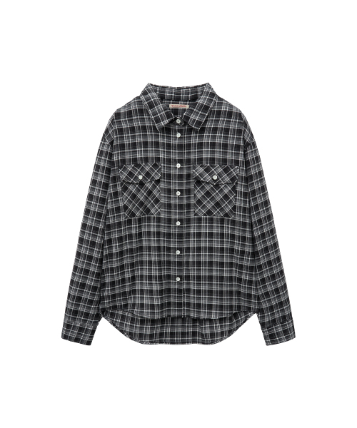 VANONE ATELIER（バノンアトリエ）の「A3543 2ポケットチェックシャツ_ブラック（シャツ/ブラウス・レディース・ブラック・FREE）」の2枚目の写真