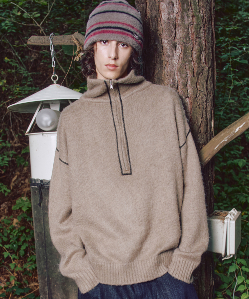 XTONZ(エクストーンズ)の「XTK176 パーネルハーフジップニット (モカ)(ニット/セーター・レディース・その他・MEDIUM/LARGE)」の4枚目の写真