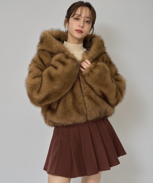 セール】フォックスファーライクフーディショートジャケット（その他